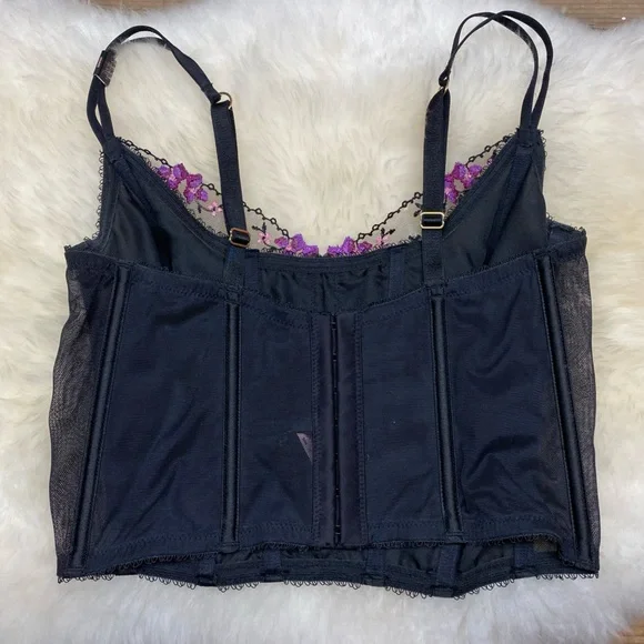 Victoria’s Secret Very Sexy Black and Purple Floral Corset - Picture 2 of 9